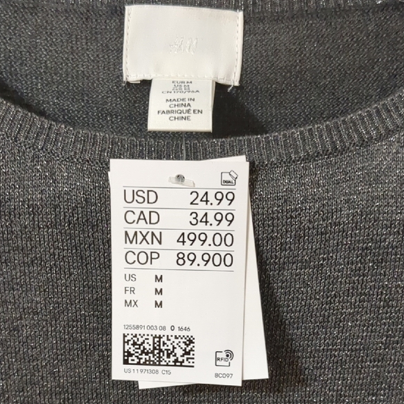 H&M Charcoal Semi-Sheer Knit Sweater NWT - Picture 2 of 4